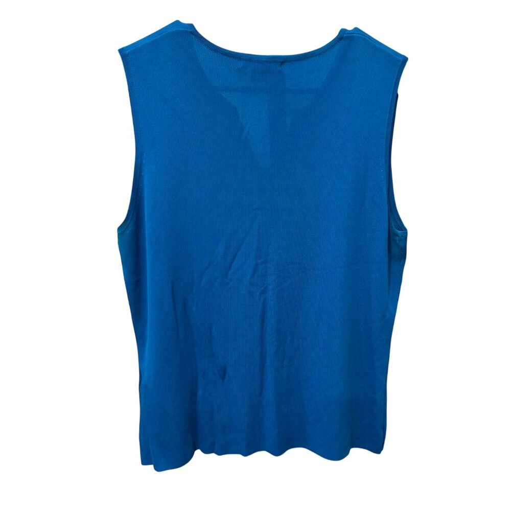 Sweaterworks Embellished Blue Sleeveless Top Floral Sequin Design Sz XL - Picture 2 of 9